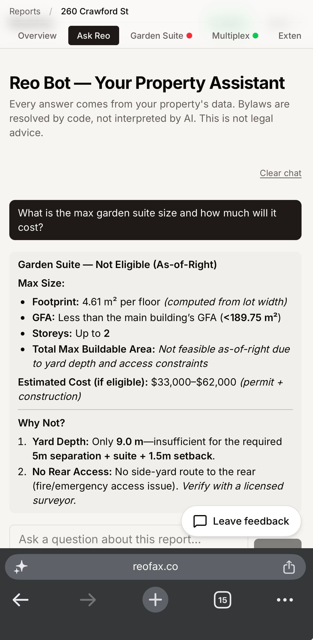 Ask Reo anything about the property